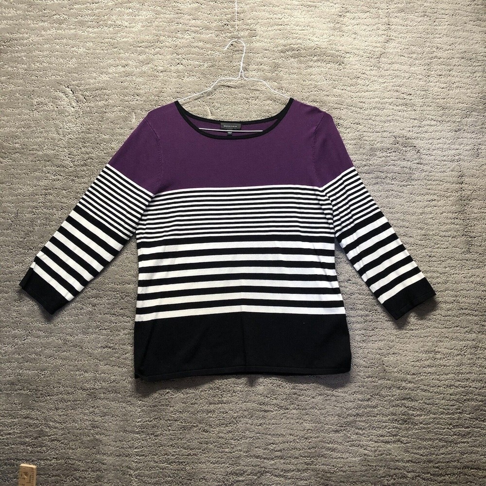 Spense Women 3/4 Sleeve Knits Sweater Top Size XL Stripe